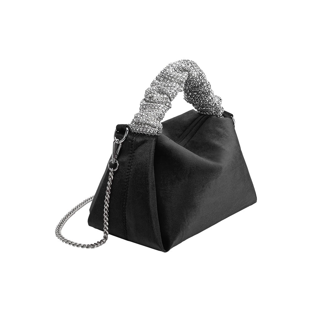 Melie Bianco ESTELA Velvet Top Handle Bag w/ Crossbody Strap | Black